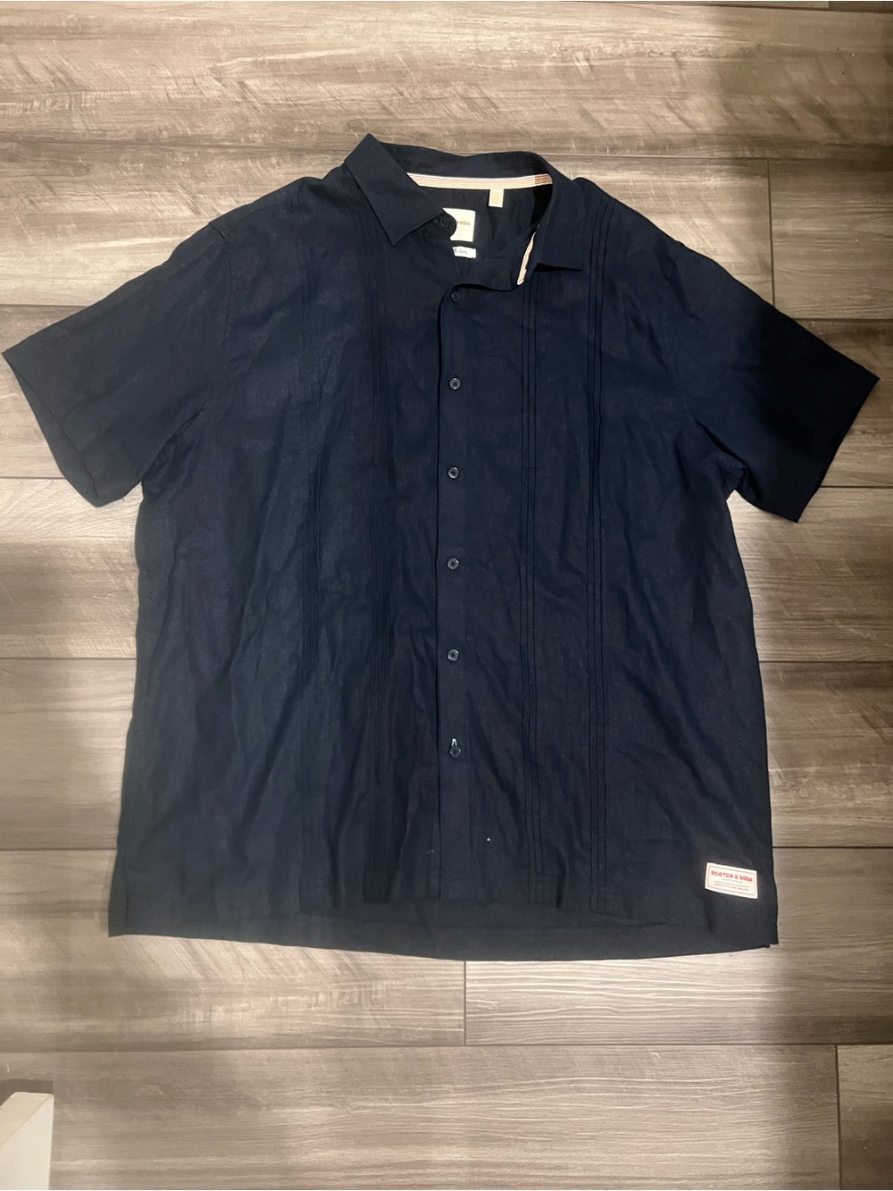 Scotch & Soda Navy Short-Sleeve Button-Up Polo Shirt